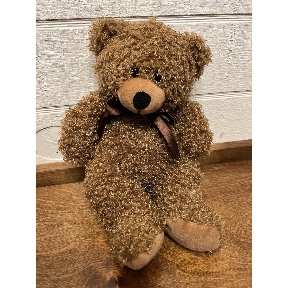 Burton + Burton Teddy Bear Plush 11" Brown Stuffed Animal In Dark Brown Bow